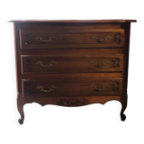 Walnut and Brass 3 Drawer Chest