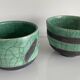 Pair of raku tea bowls, handmade ceramics