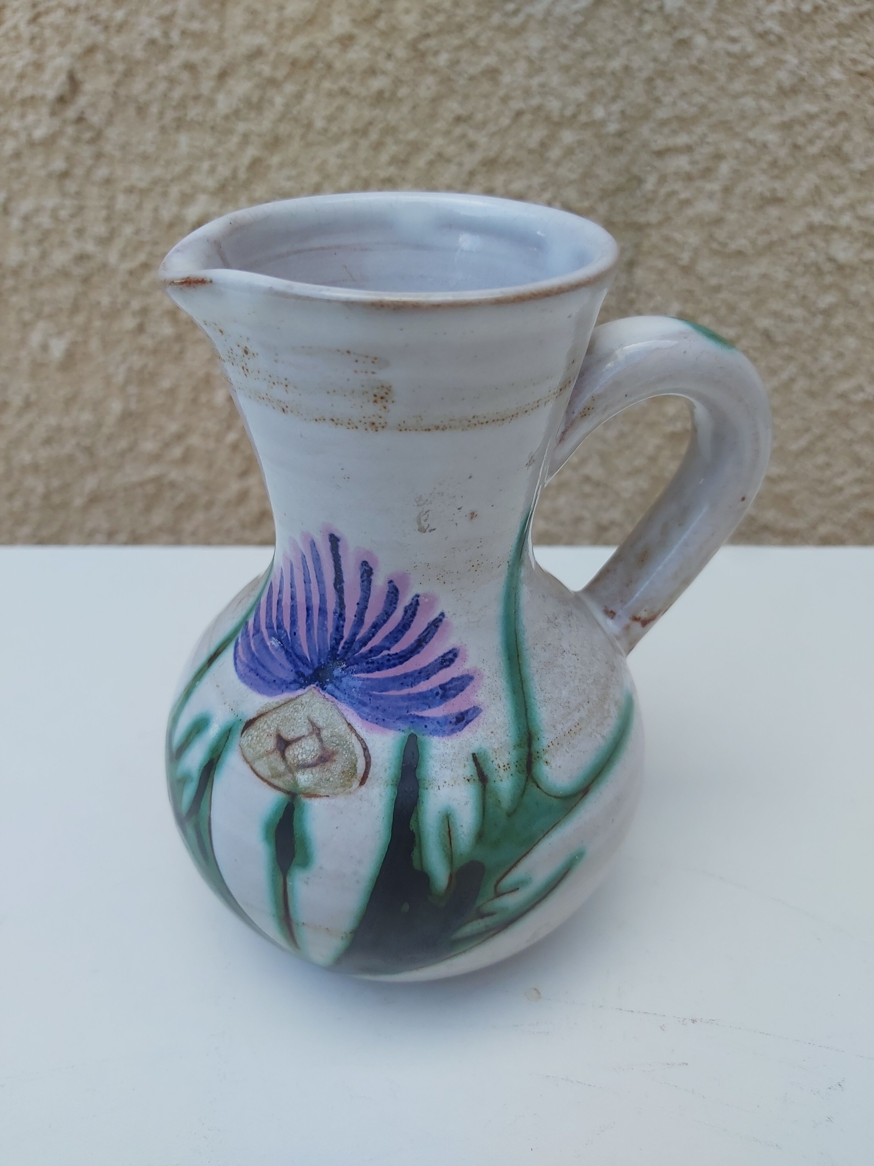 Small pitcher decoration thistles
