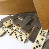 Antique set of dominoes made of bone and wood