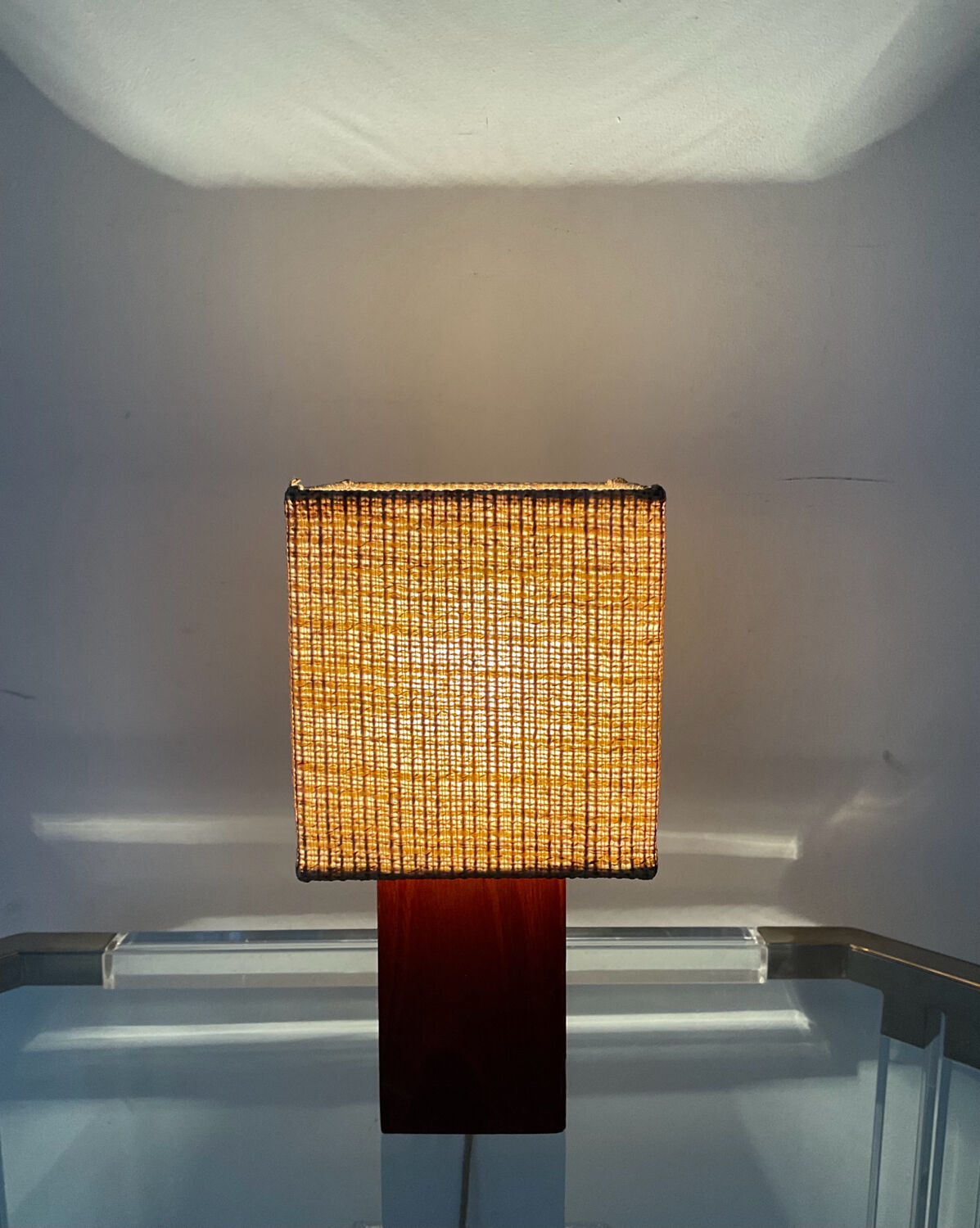 Scandinavian lamp in teak and rope years 60-70