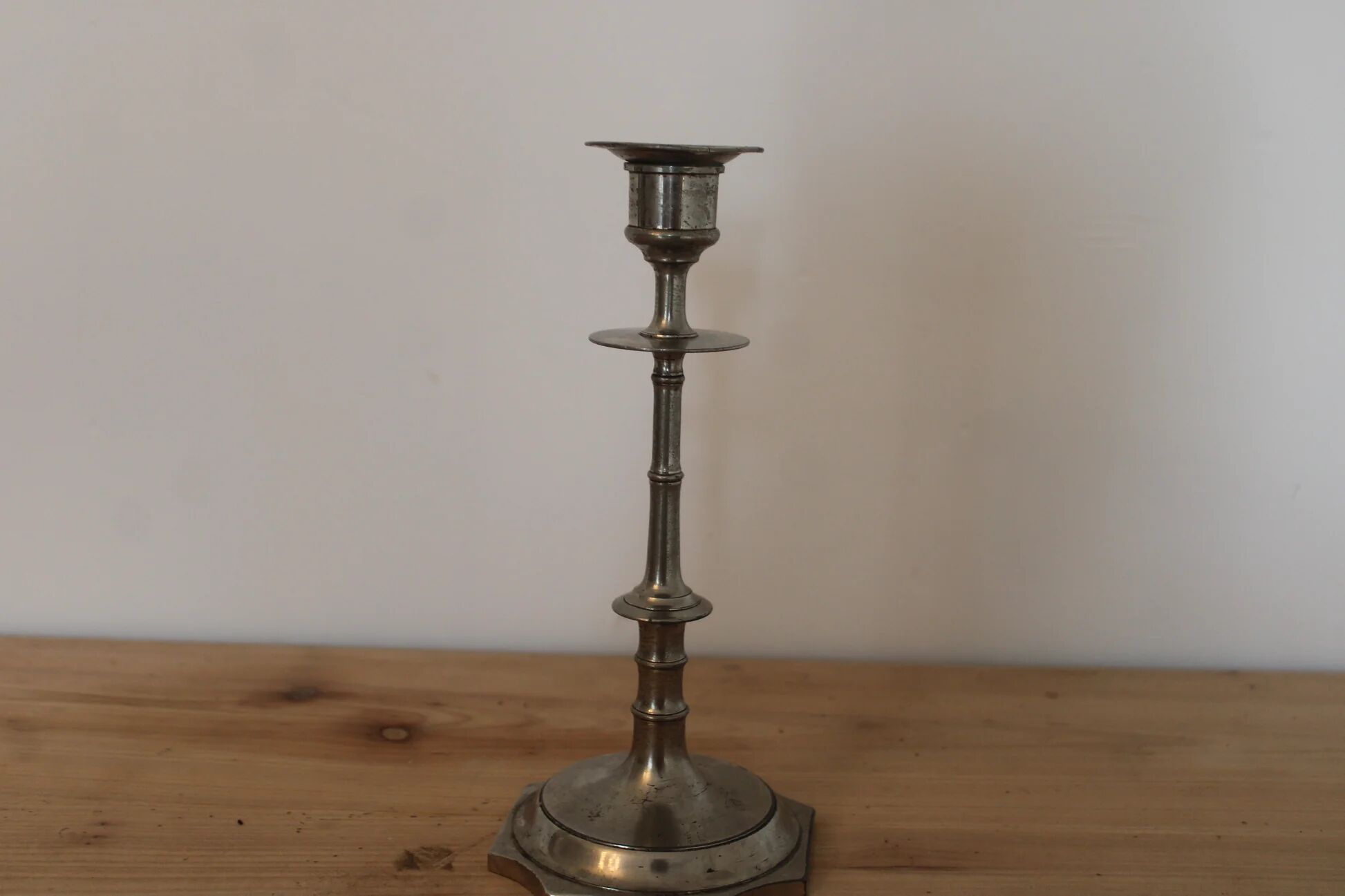 Antique silver-plated candlestick – vintage tall candle holder H25 cm