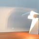 Lampe de table tole minimaliste italienne de l'âge spatial du milieu du siècle par G. Grego, années 1960.