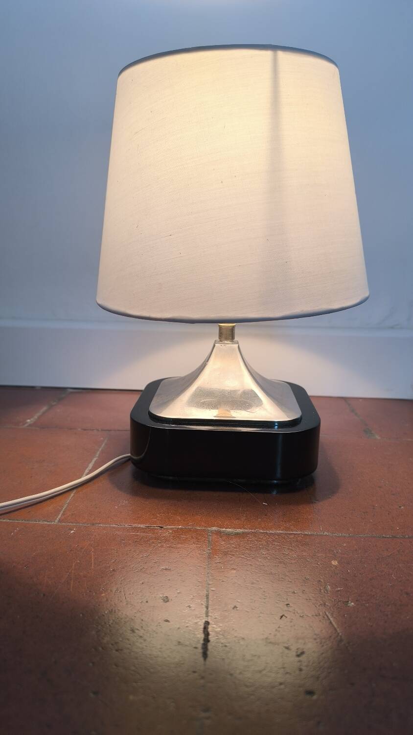 Silver-plated metal table lamp by Jean Curti, 1970