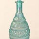 Pair of cut blown glass carafes in blue-green from the 19th century.
