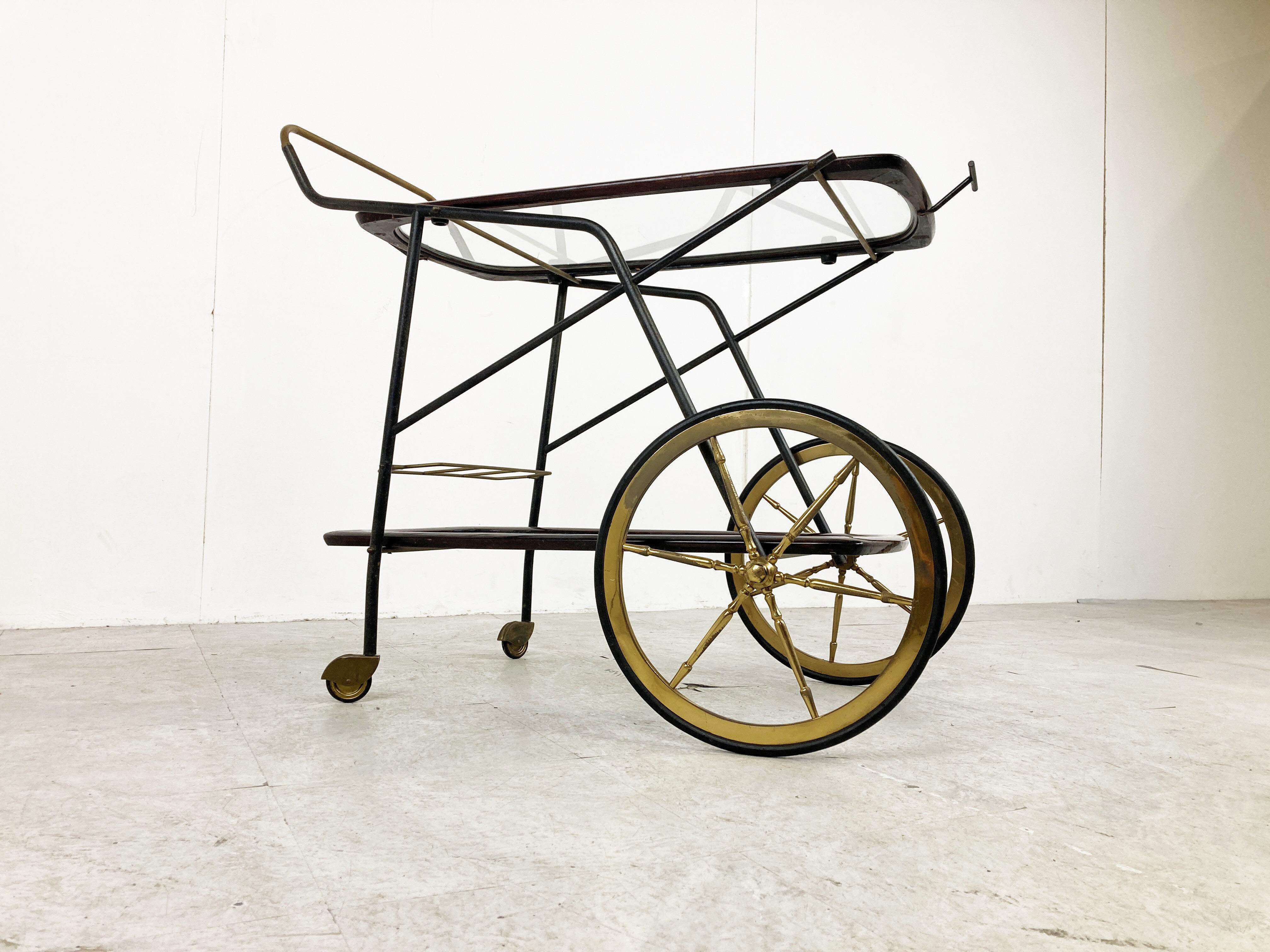Vintage Italian serving trolley by Cesare Lacca, 1950s