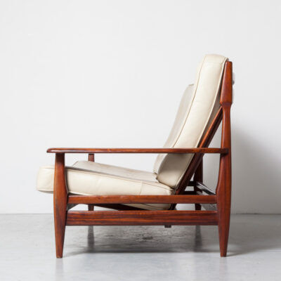 Brazilian modernist sofa cream leather Jean Gillon