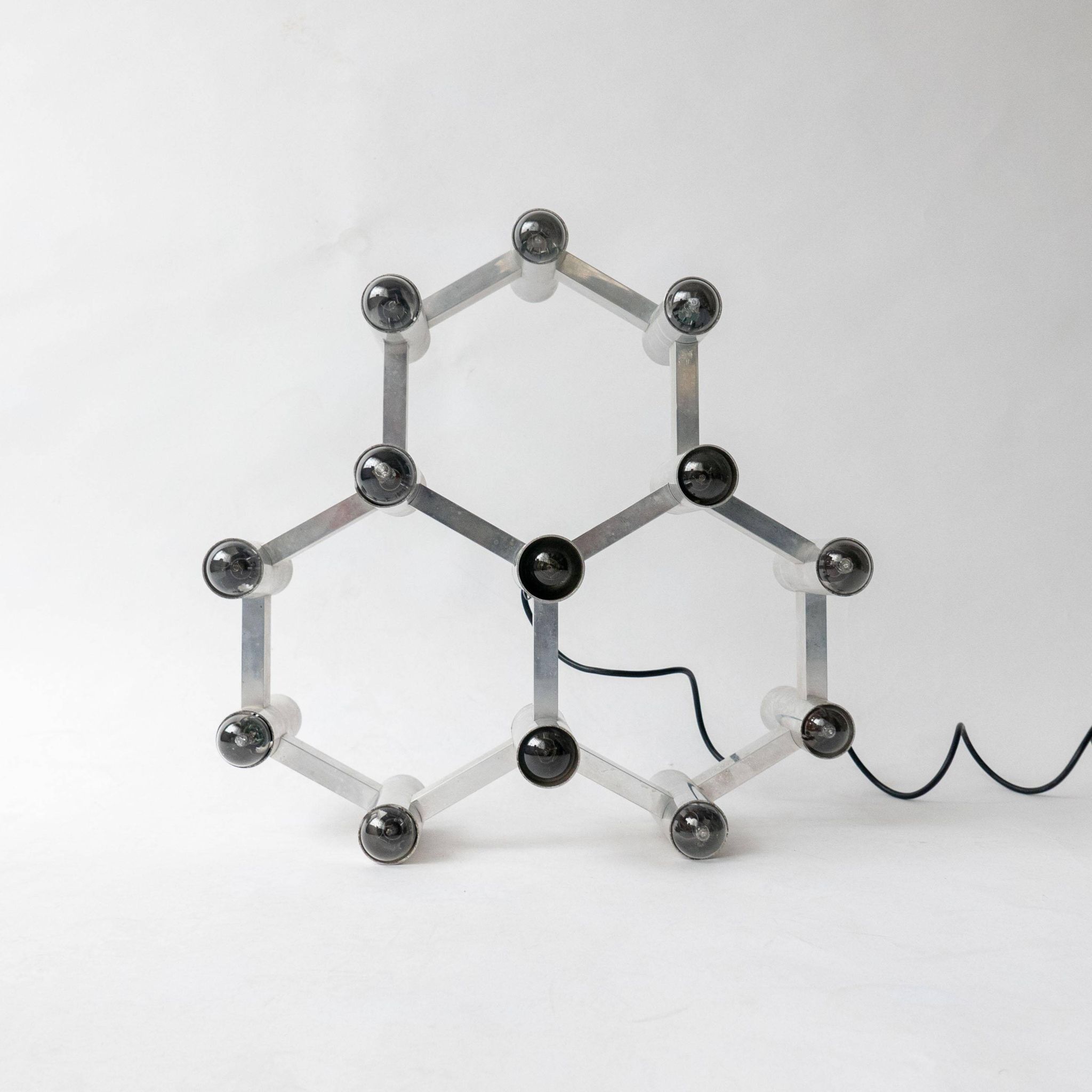 Vintage Space Age Geometric Chandelier by Gaetano Sciolari, 13 Lights, Aluminium