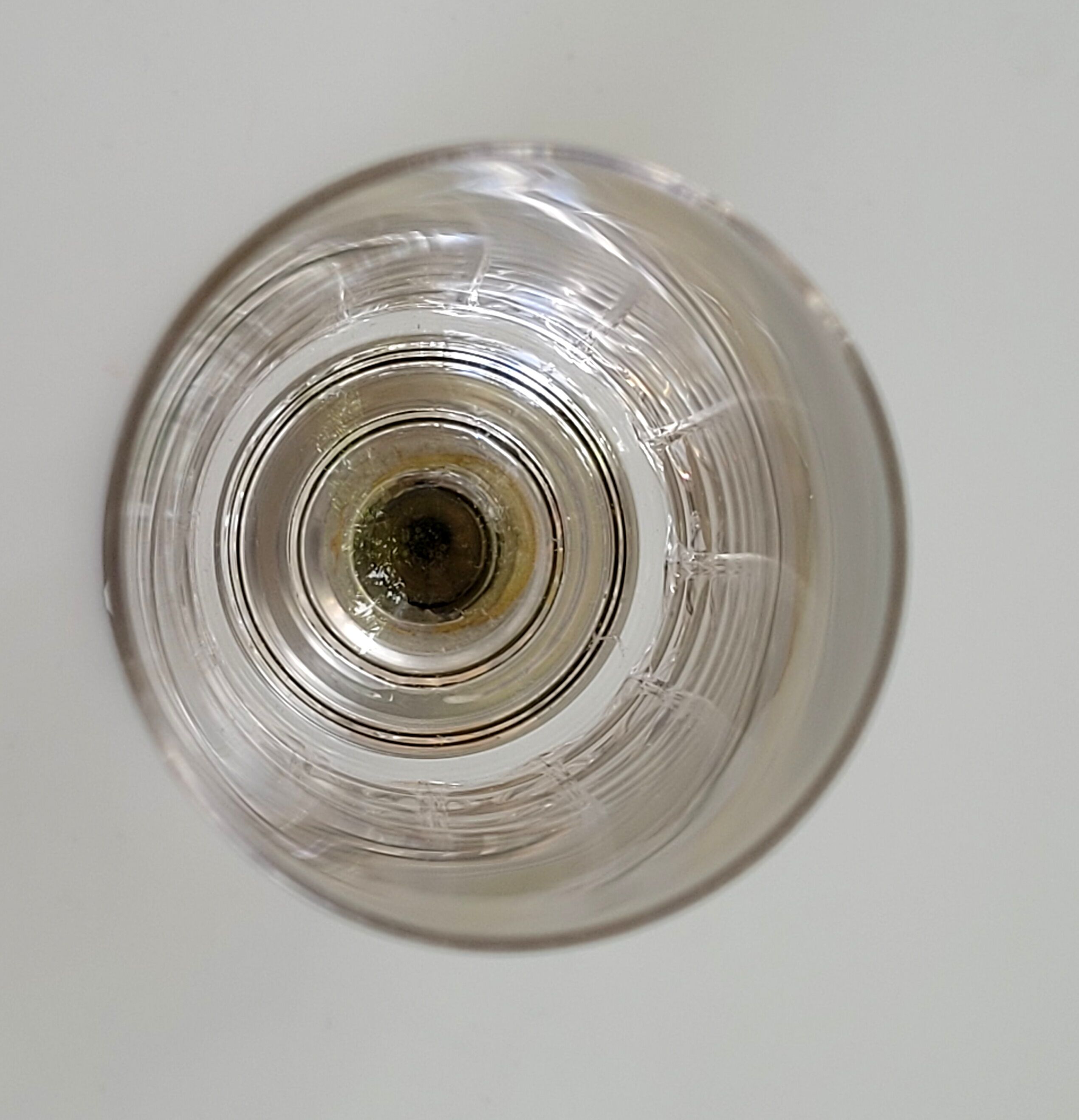 Series of six crystal champagne flute glass with tin foot