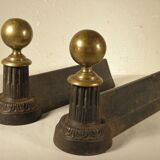 Pair of cast iron and brass chenets