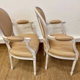 Pair of Louis XVI style medallion armchairs