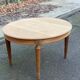 Renovated round Art Deco dining table in solid oak, 1950, 230cm extendable.