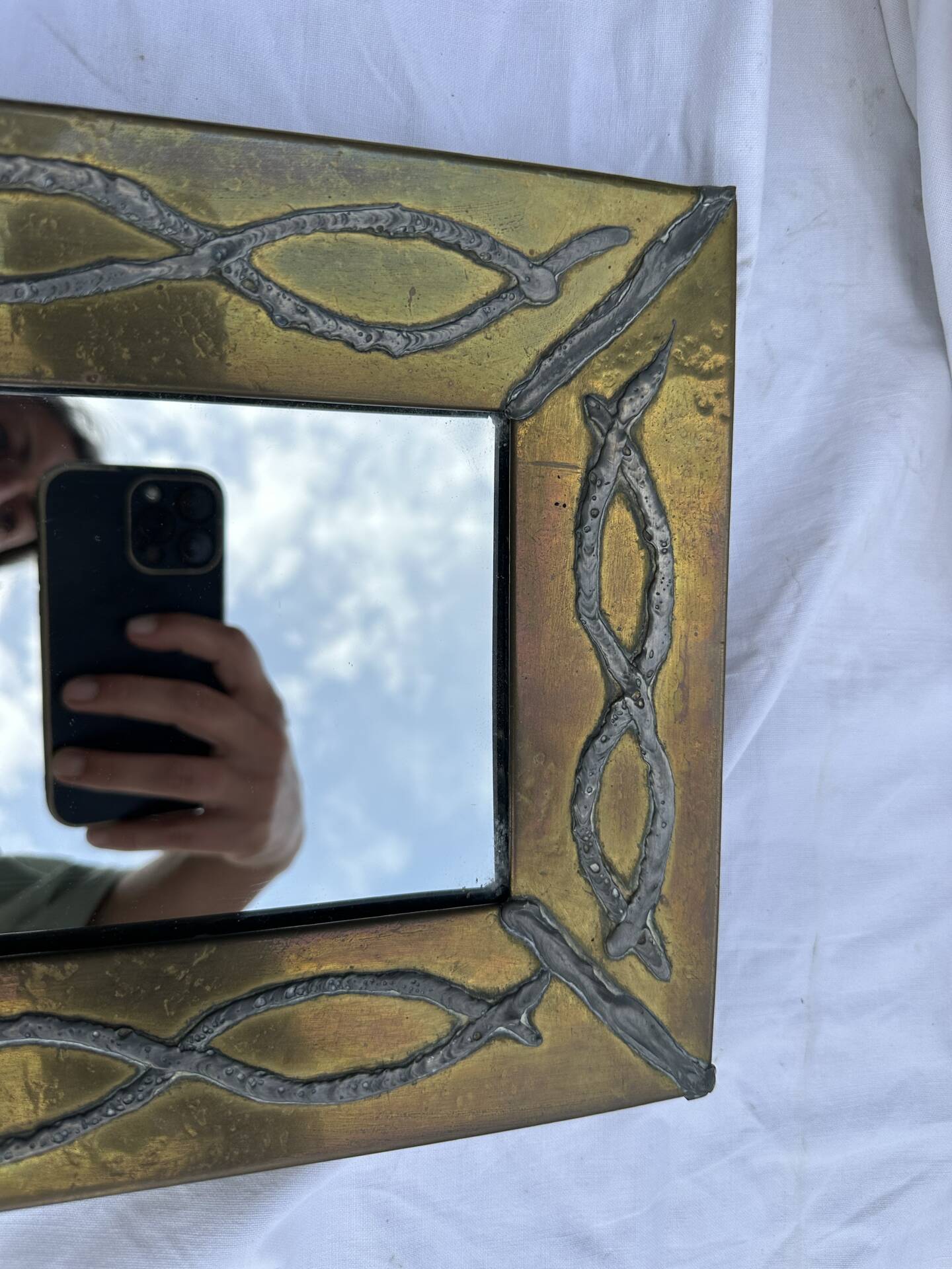 Brutalist mirror by Jean Goardere
