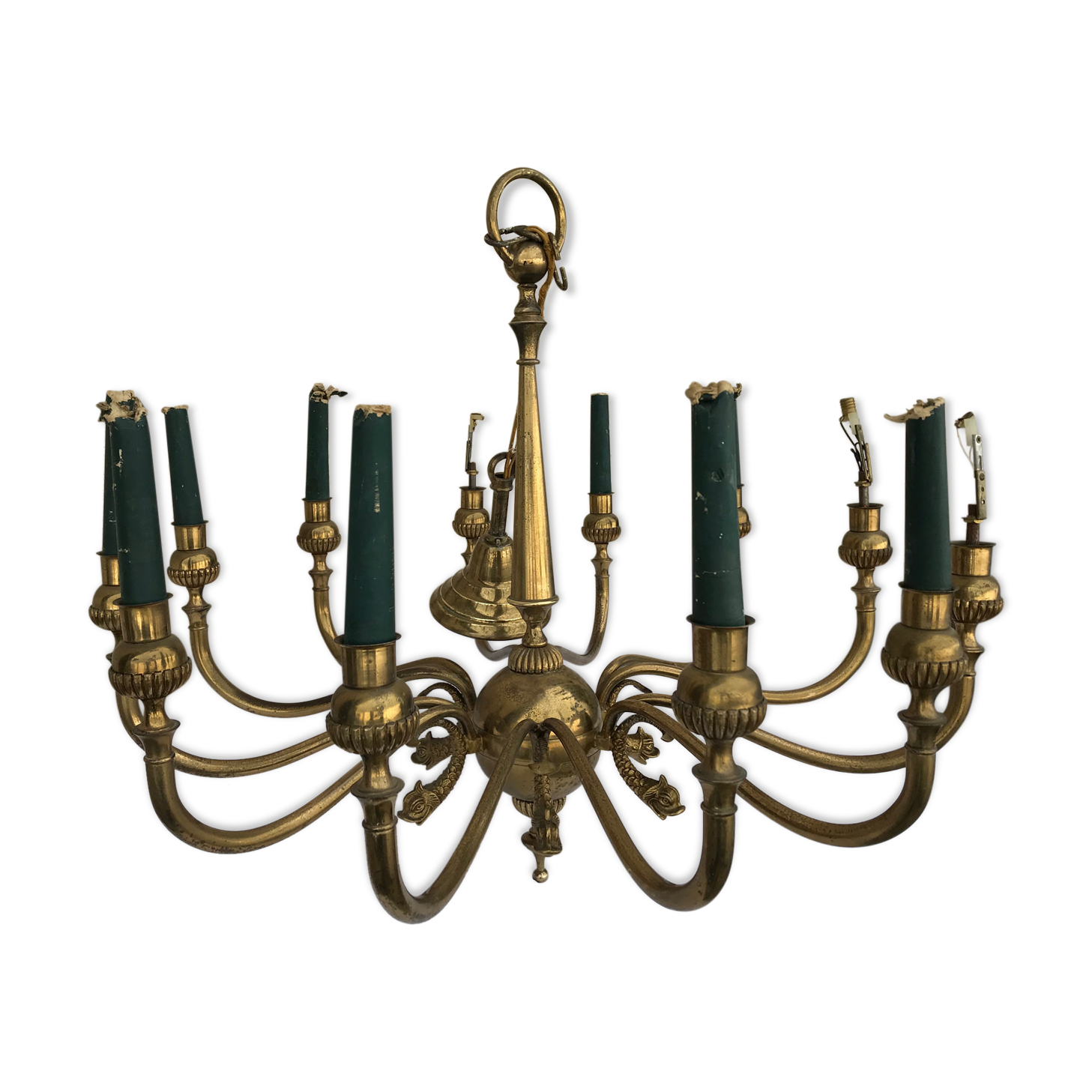 12 spoke solid bronze chandelier