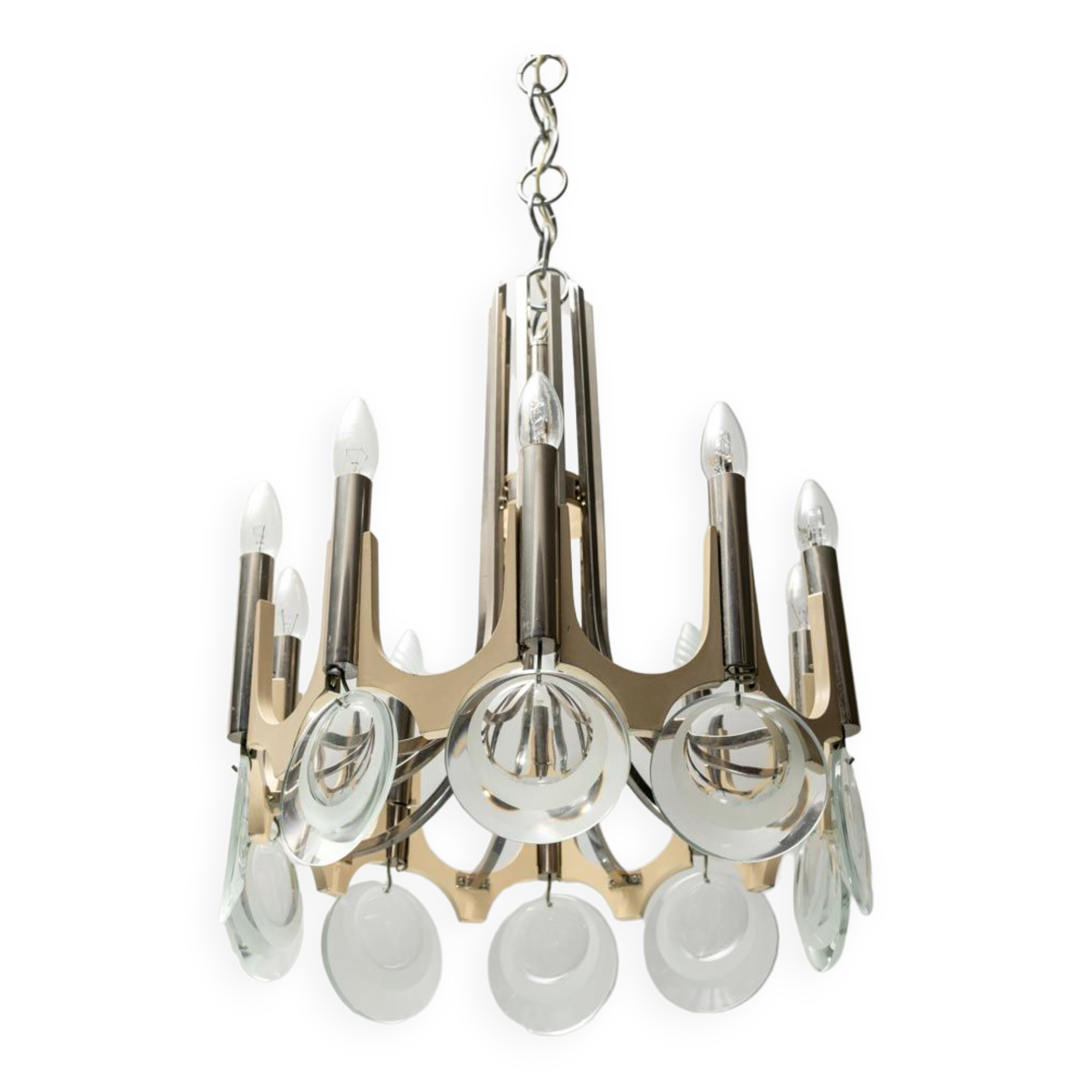 Chandelier 10 lights vintage 70s modern style