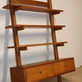 Vintage wall shelf unit in solid elm, 1970s