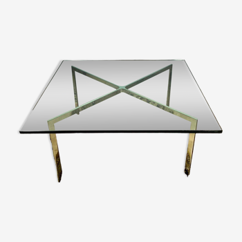 Table basse carrée verre et chrome italie