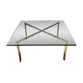 Square coffee table glass and chrome italy