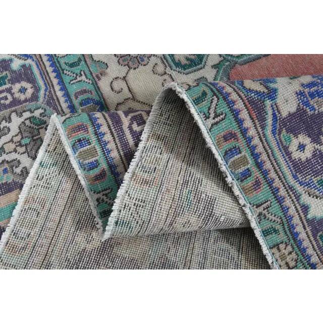 1970s Vintage Persian Handmade Wool Cotton Pink Area Rug 282x385