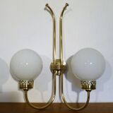 Trio of applique art deco brass and opaline. 1940