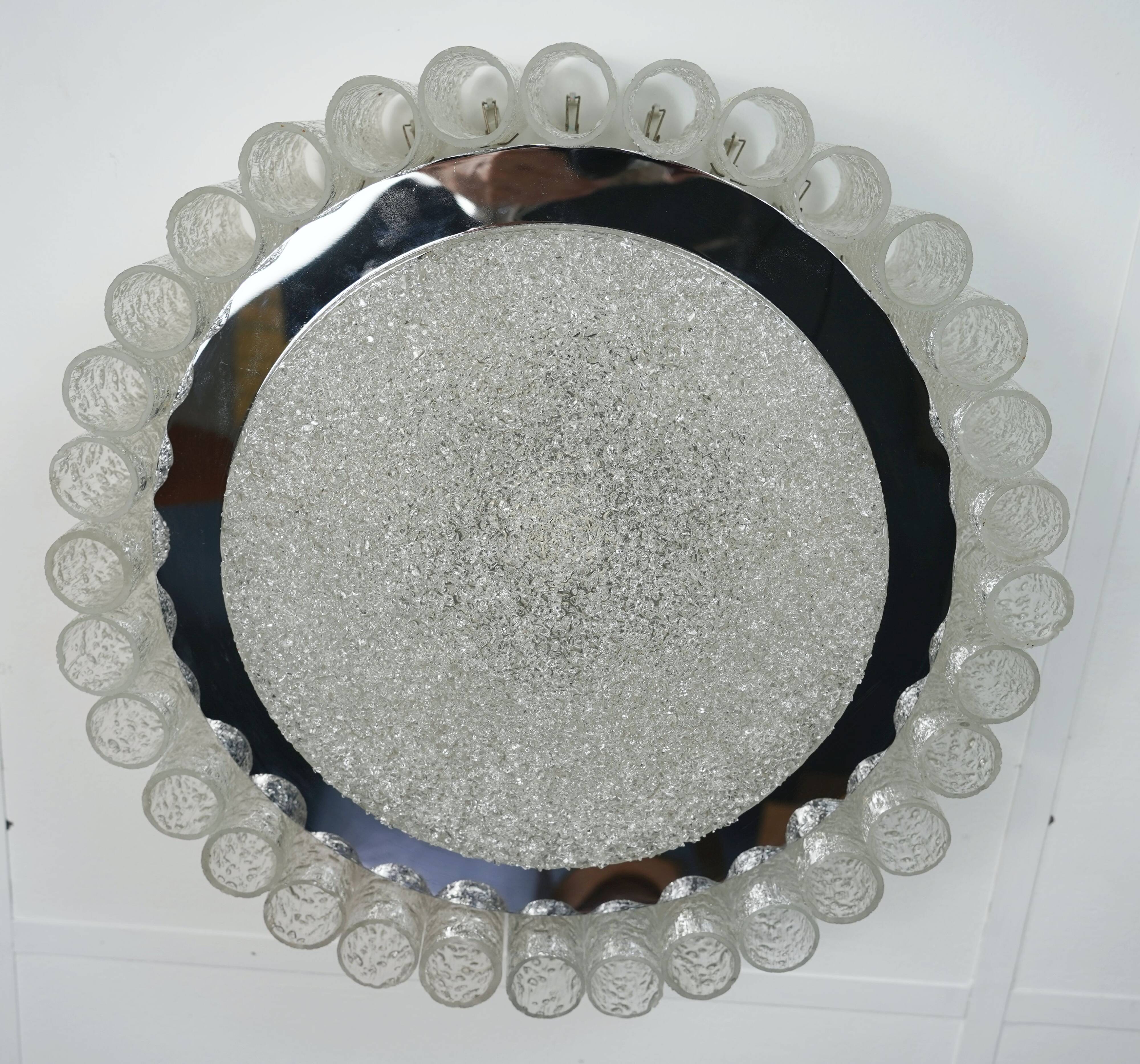 60's mid century doria ice glass light ceiling fixture with 32 glass tubes