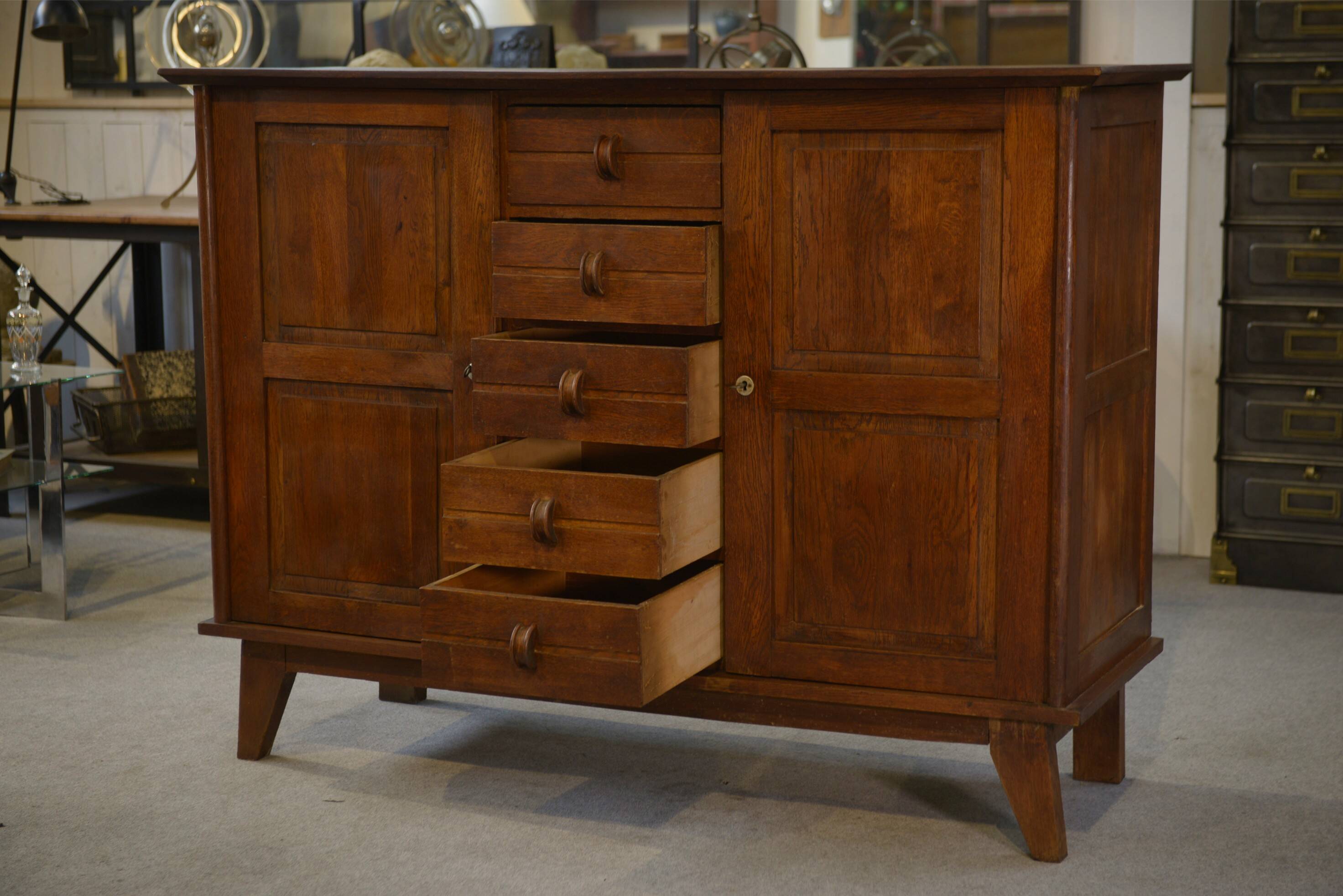 Oak buffet reconstruction by René Gabriel 1940s