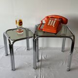 Chrome and smoked glass nesting tables, 1970s