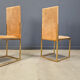Vintage brass and alcantara dining chairs by Belgochrom, 1970s