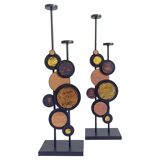 Large Mid-Century Italian Wrought Iron Candelabra, Psychedelic Design, 1970s