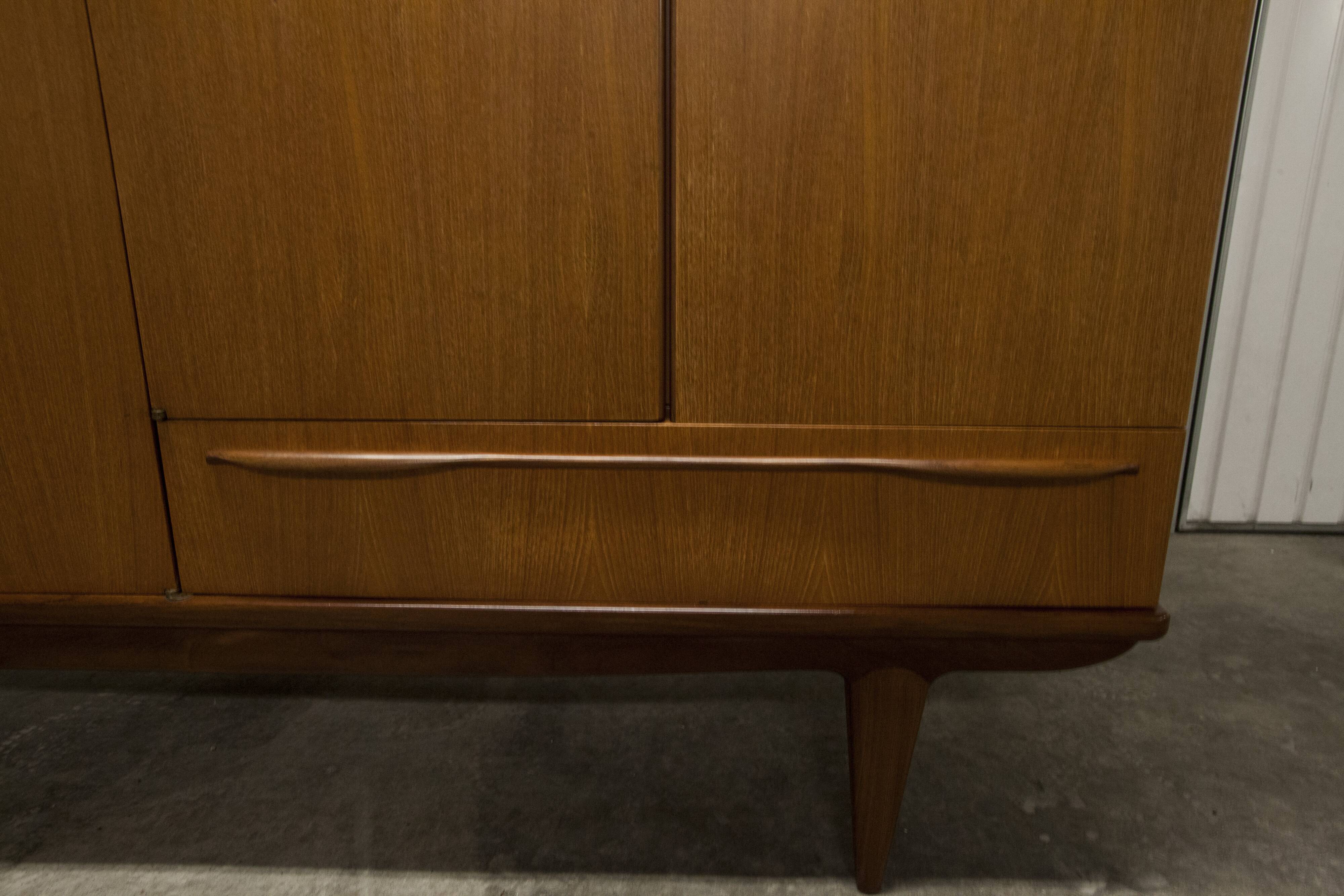 Scandinavian wardrobe 1960 teak 4 doors, 3 drawers, 2keys