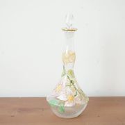 Legras (late 19th century) liqueur carafe in enamelled glass with floral decoration.