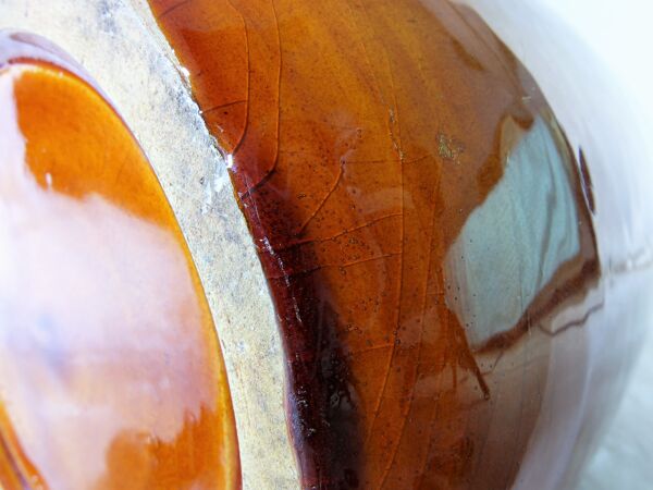 Bouteille en céramique émaillée orange et marron Vallauris 60