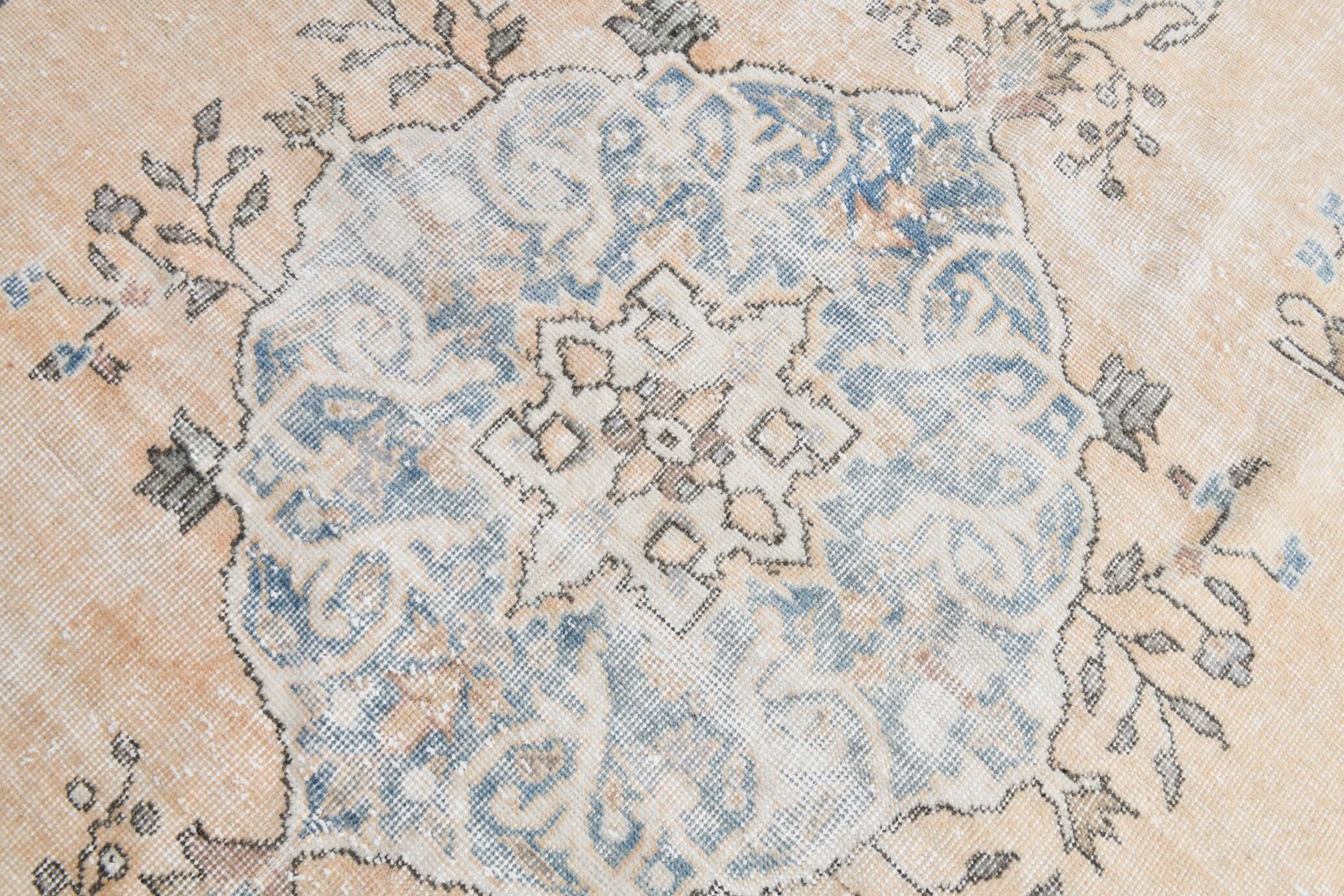 6x10 Pale Orange & Blue Vintage Rug 192x314Cm SK 21428