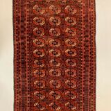 Antique Turkmen Tekke Rug, 190x113 cm Turkoman Bokhara Red Black Beige