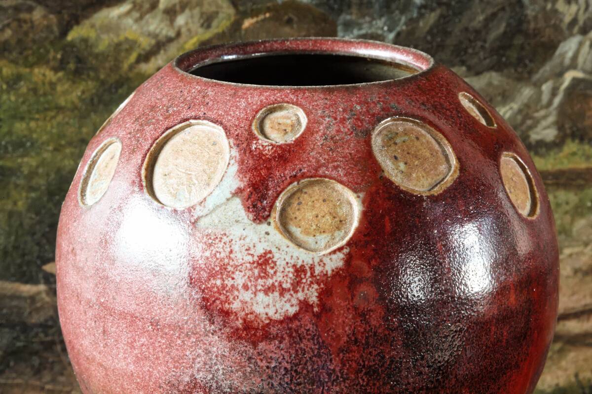 Vase boule scandinave en grés émaillé