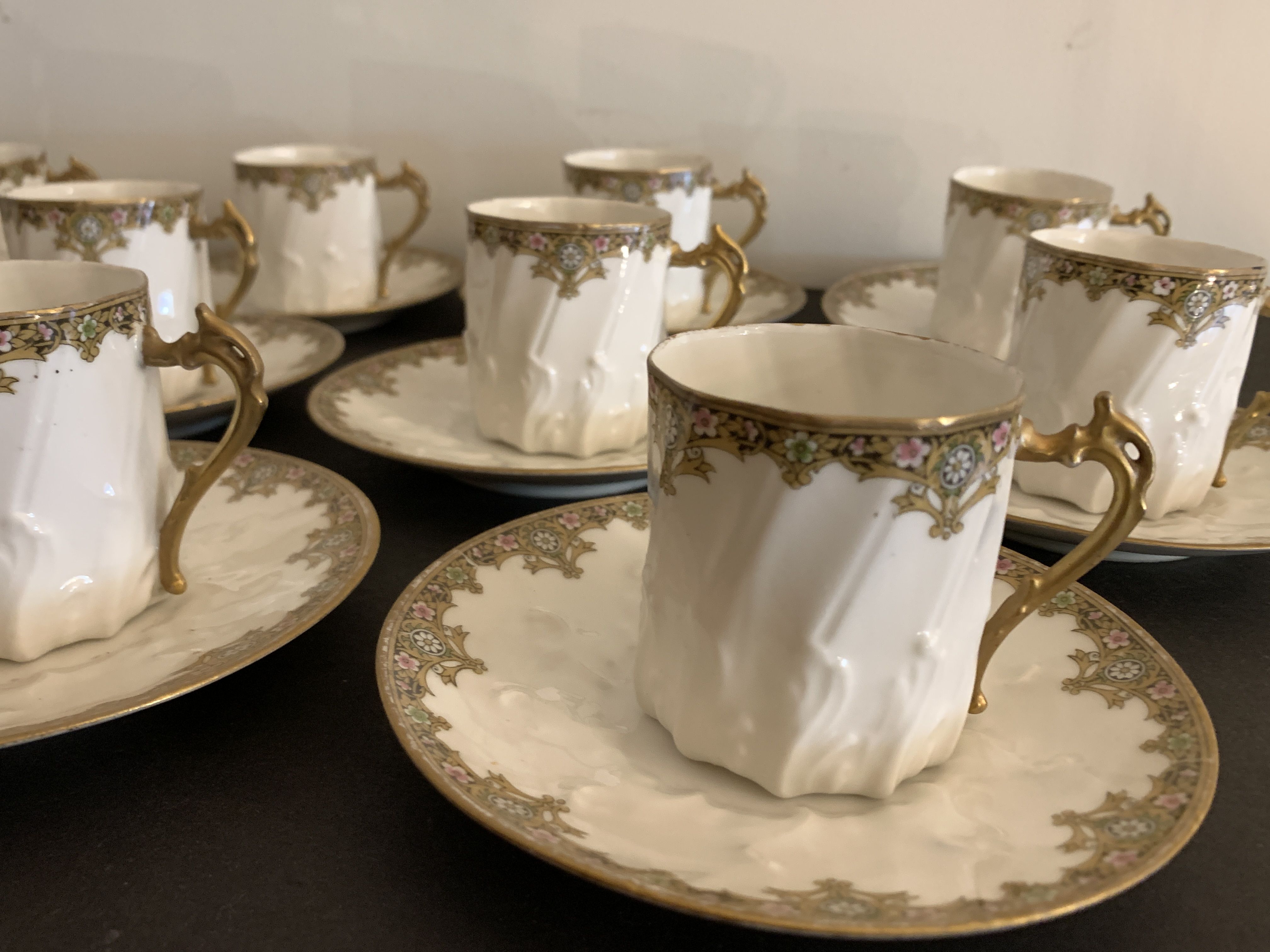 Limoges porcelain coffee service - Chabrol and Poirier - Bac and Périgault - Early twentieth century