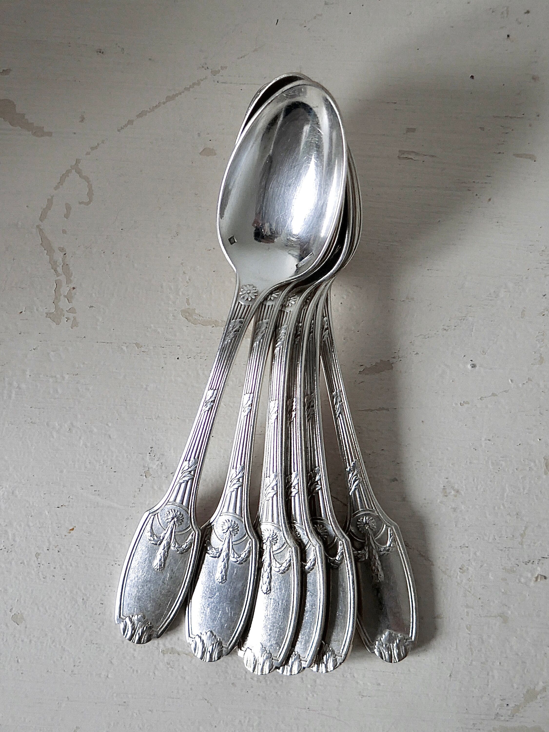 Lot of 6 small silver spoons Christofle