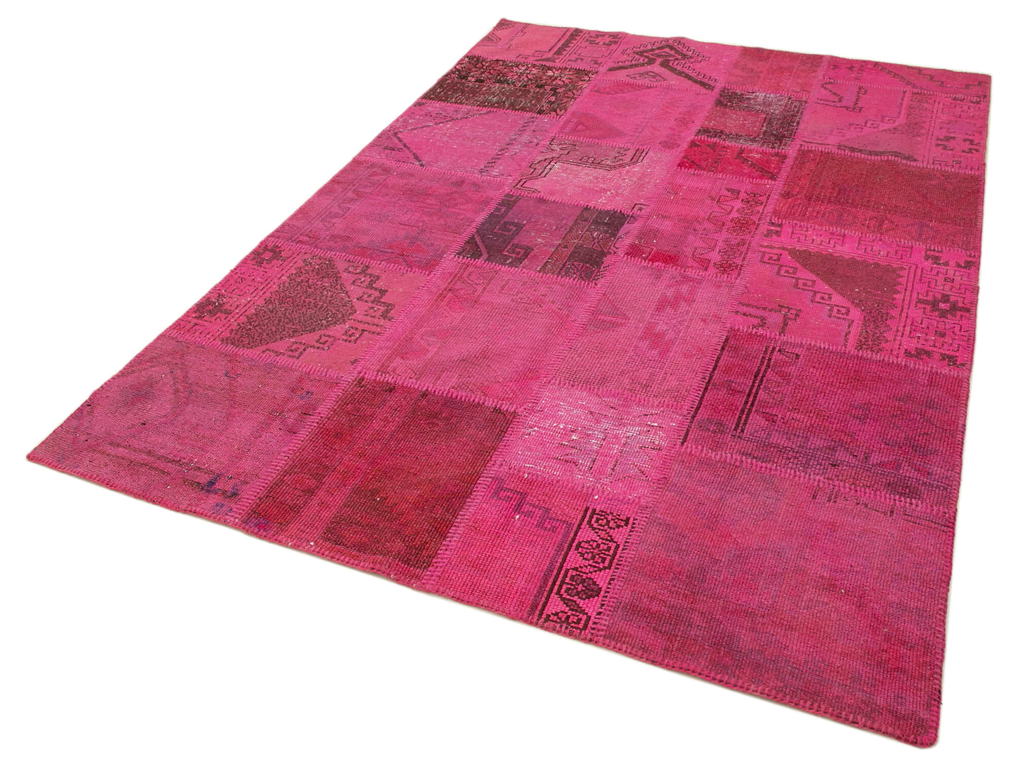 Handmade Anatolian Vintage 172 cm x 250 cm Pink Patchwork Rug