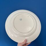 Round plate Longwy model Mignon – Antique earthenware with floral and bird decoration.