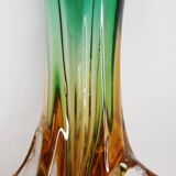 Artistic glass vase in green and amber shades – 1960s/70s