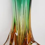 Artistic glass vase in green and amber shades – 1960s/70s
