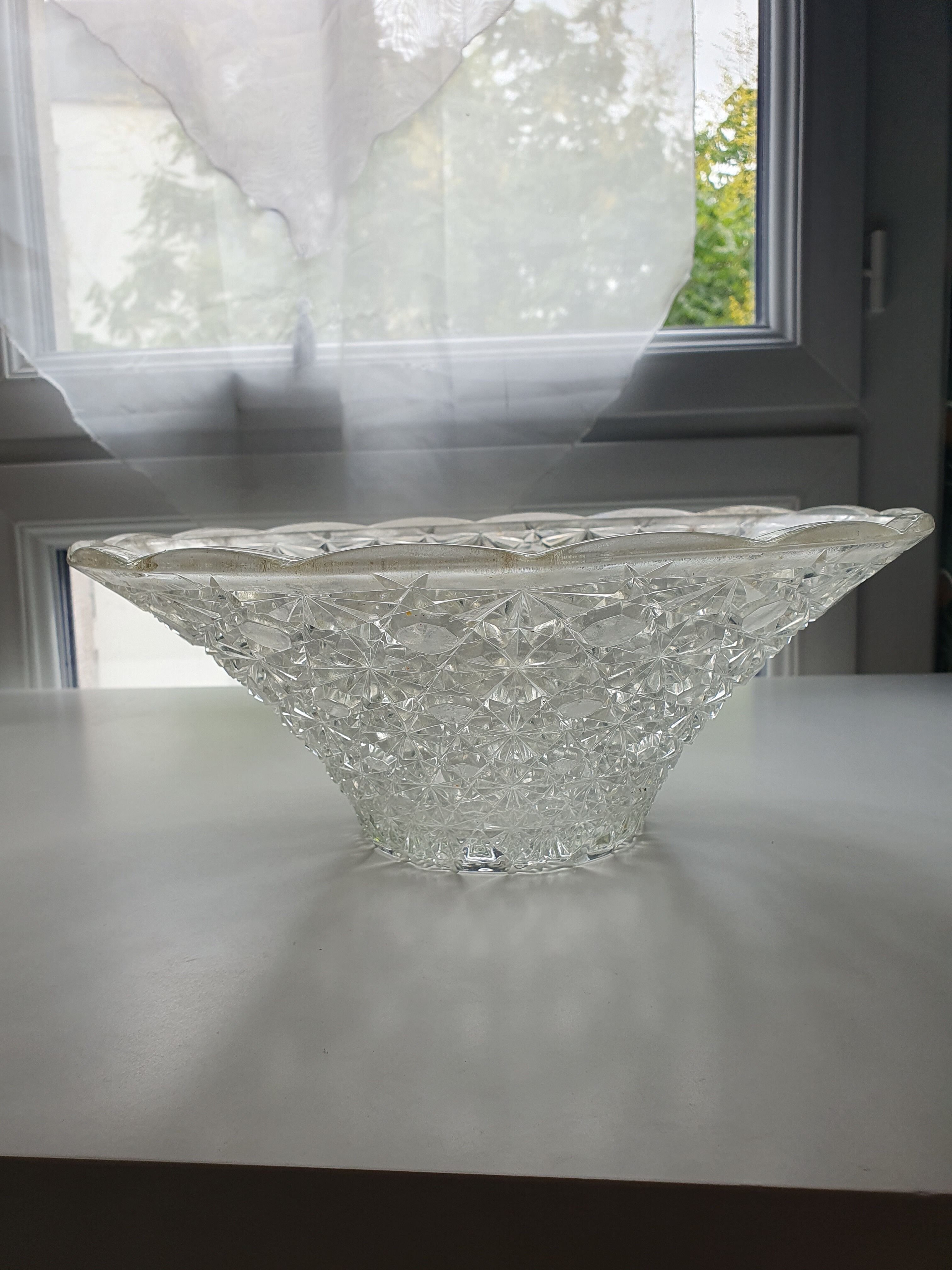 Cut glass salad bowl