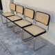Série de 4 chaises Marcel Breuer modèle B32 signé Italy