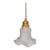 Vintage tulip-shaped portable lamp in frosted glass