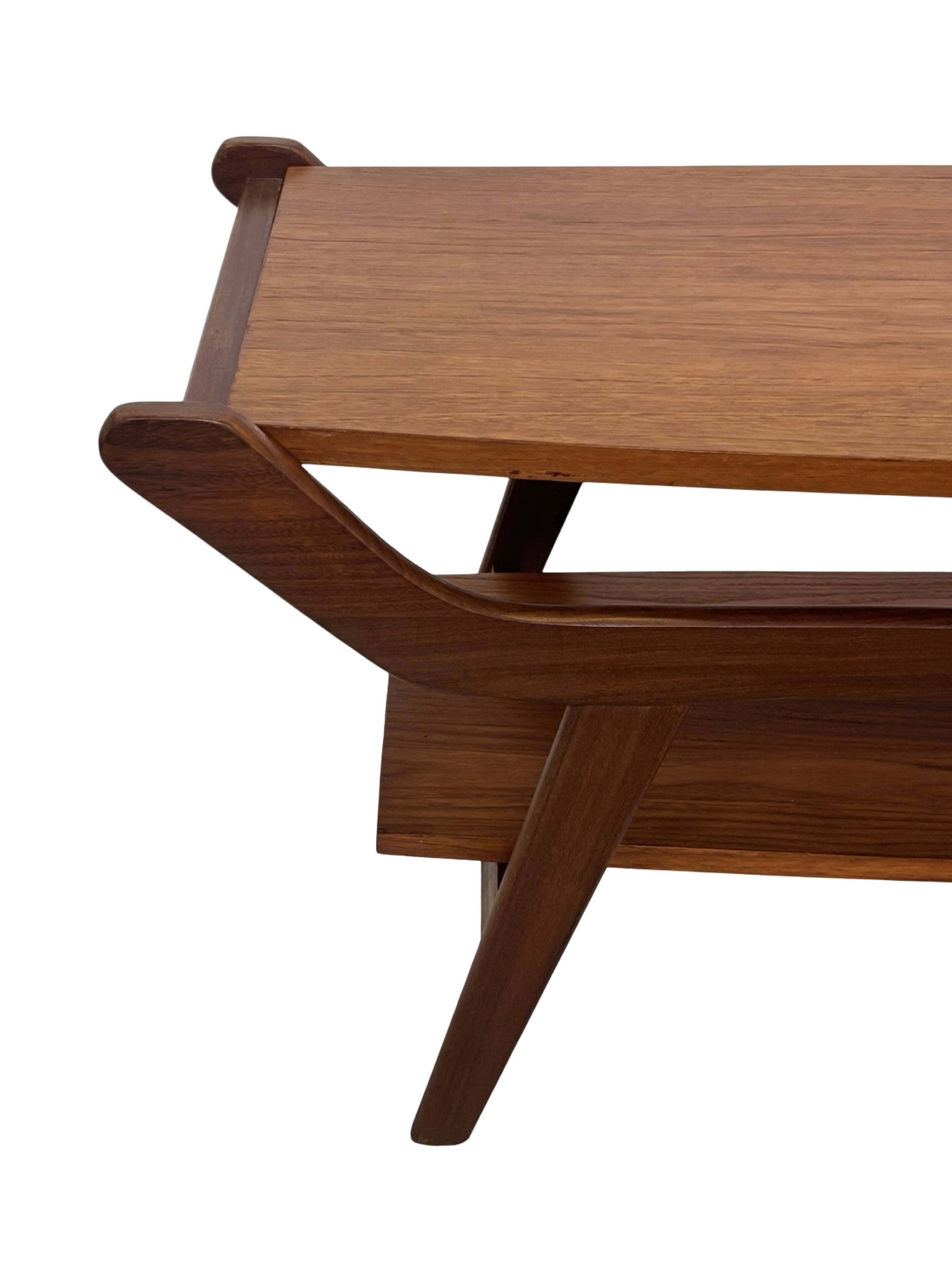 Vintage coffee table teak veneer 1960s design