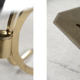 Vintage brass hollywood regency gold glamour coffee table with glass top, 1970s