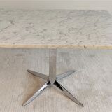Coffee table Roche Bobois 70's carrara marble and chrome star foot