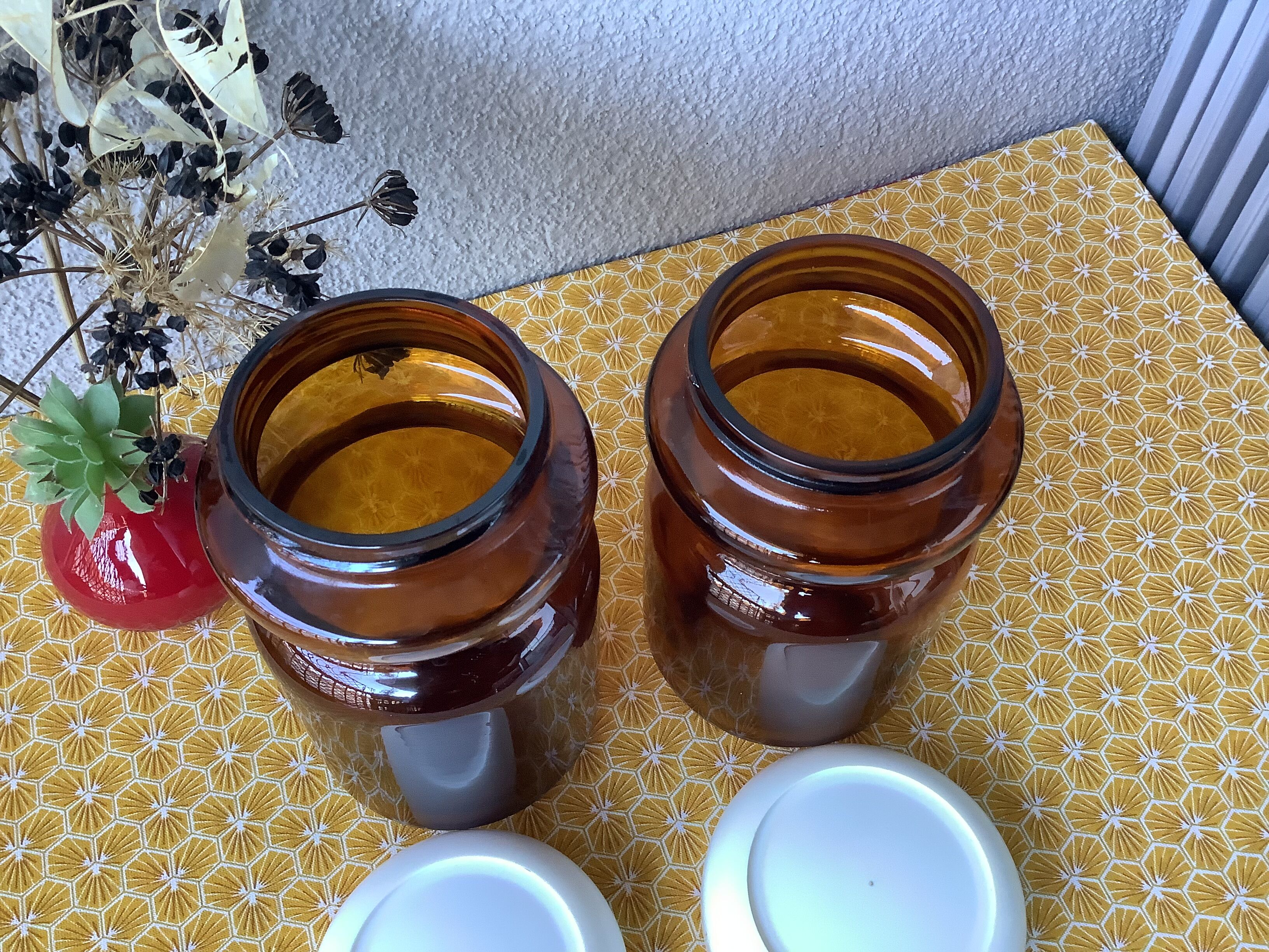 Amber glass jars Chicory Leroux