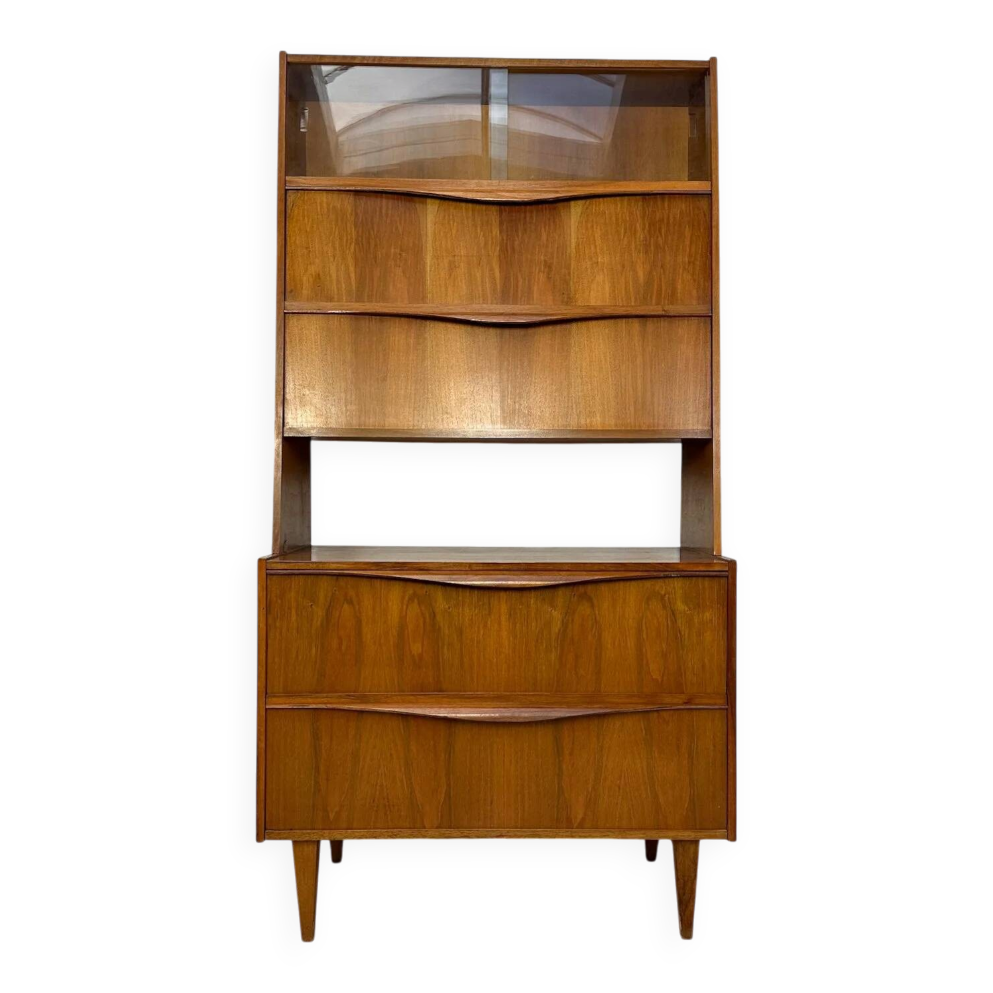 Secrétaire en noyer par Franz Ehrlich pour Hellerau, années 1950