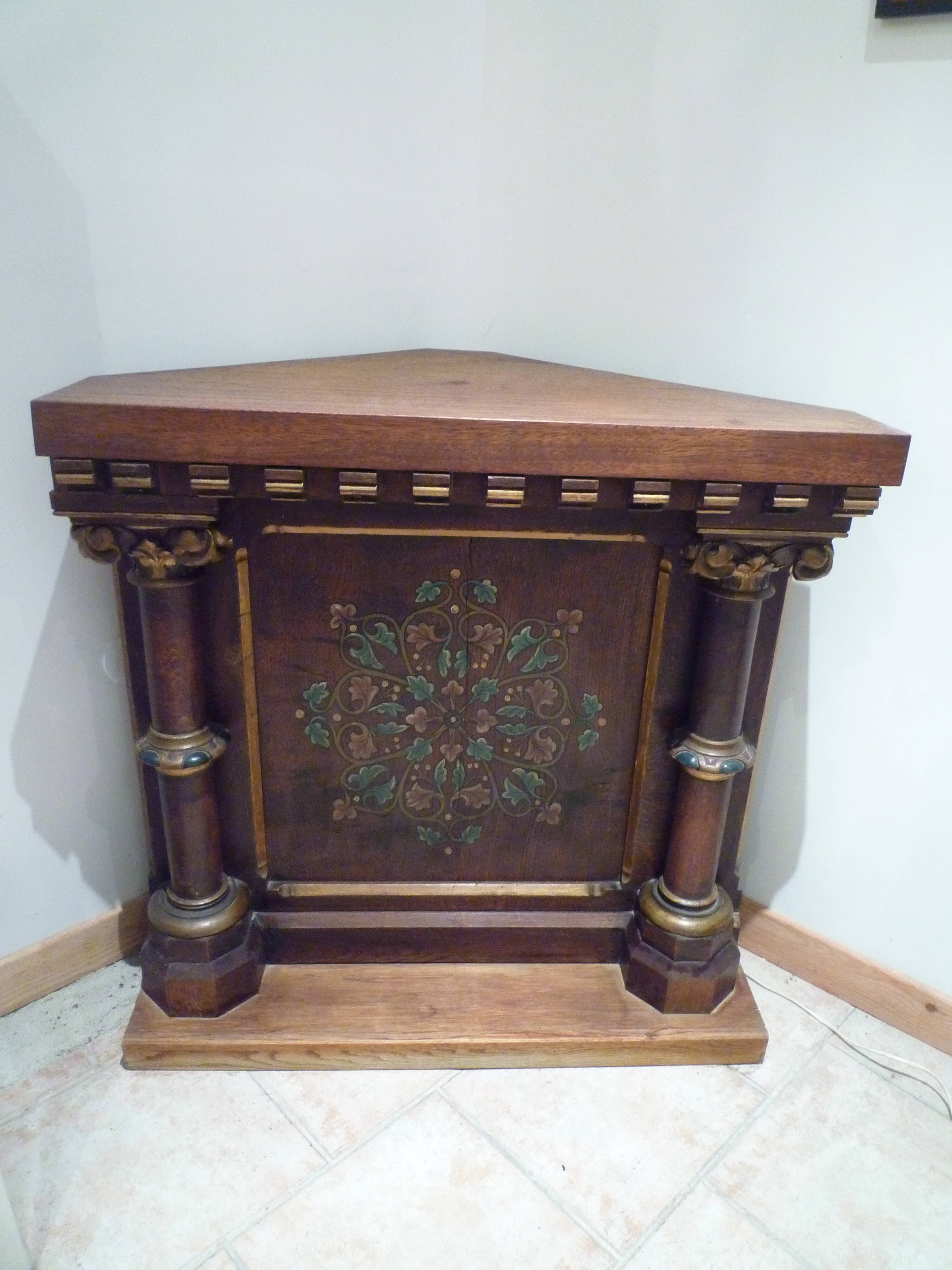 Old corner console, Chapel furniture..